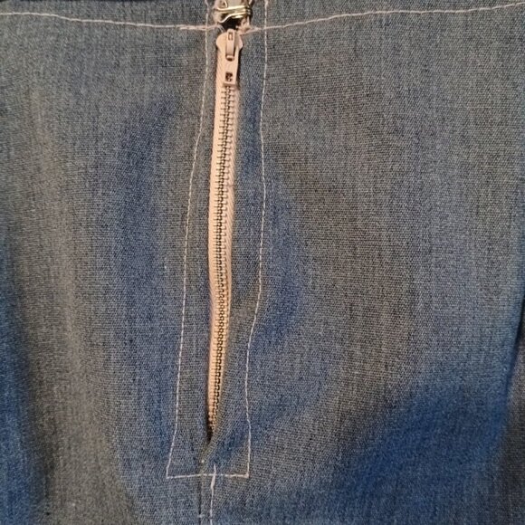 Nwt Denim Mini Skirt womens sz 6 Medium wash Tulip hem Floral trim pink accents - Picture 7 of 8